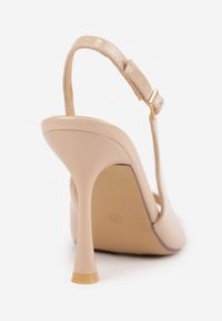 Renee - Ciemnobeżowe Sandały VICES na Szpilce z Lakierowanym Wykończeniem Nesamenis. Zapięcie: sprzączka. Kolor: beżowy. Materiał: lakier. Obcas: na szpilce. Styl: elegancki, klasyczny #9
