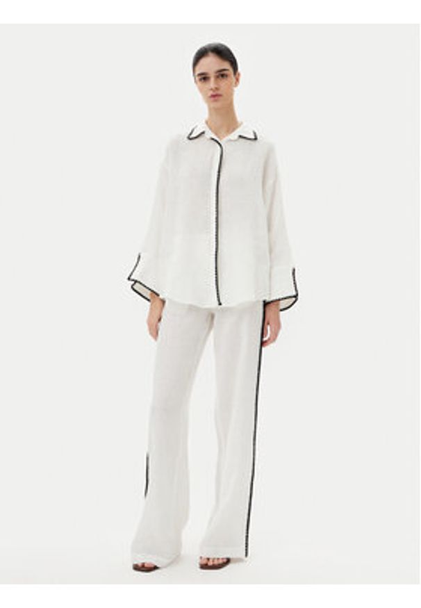 ICONA Koszula RP5LE003 Biały Relaxed Fit. Kolor: biały. Materiał: len