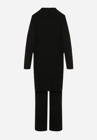 Born2be - Czarny Komplet z Dzianiny z Wełną Spodnie Kardigan i Kamizelka na Guziki Meviseffa. Kolor: czarny. Materiał: wełna, dzianina #7