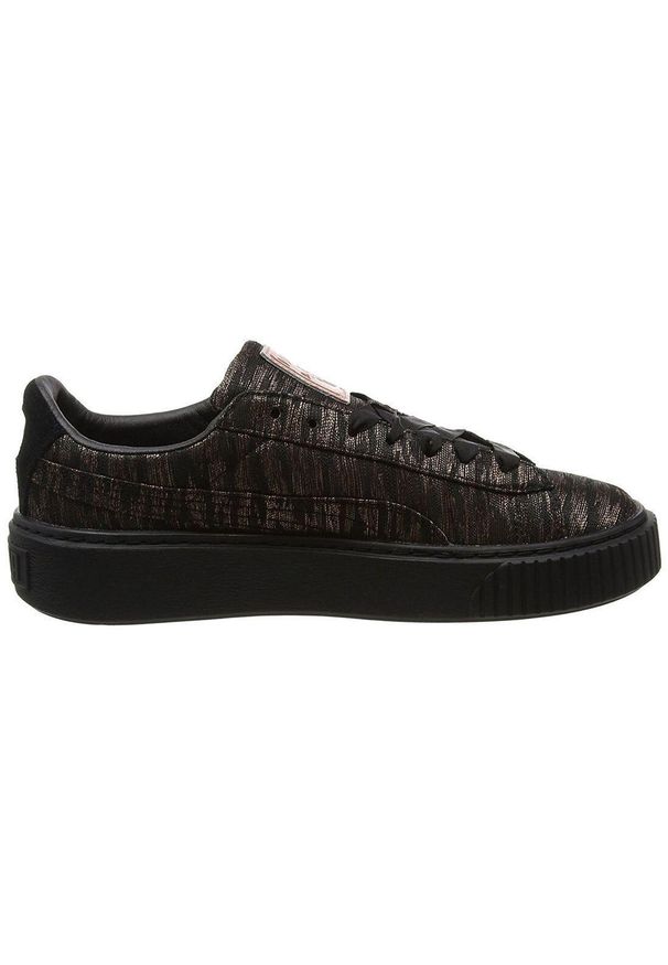 Buty do chodzenia damskie Puma Basket Platform VR Wmns. Zapięcie: sznurówki. Kolor: brązowy, czarny, żółty, wielokolorowy. Materiał: skóra, tkanina, materiał. Szerokość cholewki: normalna. Obcas: na platformie. Sport: turystyka piesza