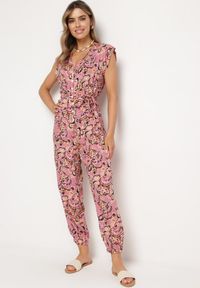 Born2be - Ciemnoróżowy Kombinezon Phaeniope. Kolor: różowy. Materiał: materiał. Długość rękawa: bez rękawów. Długość: długie. Wzór: aplikacja. Sezon: lato #2