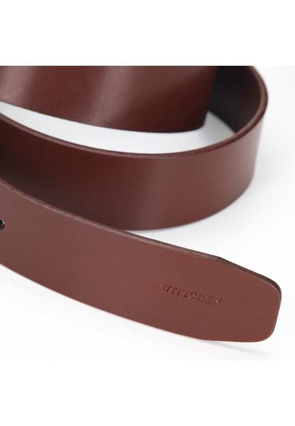 Wittchen - Męski pasek ze skóry naturalnej z metalową szlufką. Kolor: brązowy. Materiał: skóra. Wzór: gładki. Styl: casual, elegancki, klasyczny