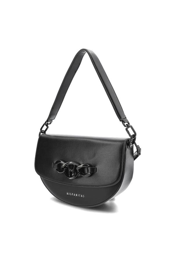 Czarna Elegancka Torebka Damska Hispanitas. Kolor: czarny. Materiał: skórzane. Styl: elegancki