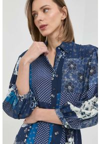 Weekend Max Mara sukienka jedwabna kolor granatowy midi rozkloszowana. Kolor: niebieski. Materiał: jedwab. Typ sukienki: rozkloszowane. Długość: midi #4