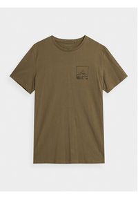 4f - 4F T-Shirt 4FAW23TTSHM0894 Brązowy Regular Fit. Kolor: brązowy. Materiał: bawełna