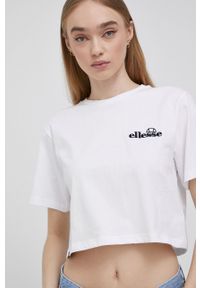 Ellesse t-shirt bawełniany kolor biały SGM14626-WHITE. Kolor: biały. Materiał: bawełna. Wzór: aplikacja #4