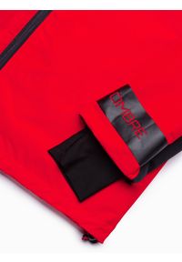 Ombre Clothing - Sportowa kurtka męska - czerwona V2 C455 - XL. Kolor: czerwony. Materiał: poliester. Wzór: nadruk. Styl: sportowy #6