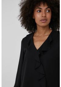 XT Studio bluzka damska kolor czarny gładka. Okazja: na co dzień. Kolor: czarny. Materiał: tkanina. Wzór: gładki. Styl: casual #4