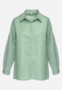 Born2be - Zielona Klasyczna Koszula z Bawełny Oversize Heriadie. Kolor: zielony. Materiał: bawełna. Styl: klasyczny