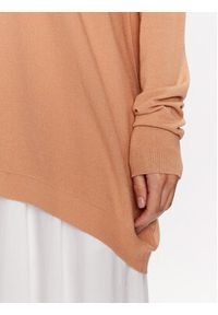 Kontatto Sweter 3M9018 Brązowy Regular Fit. Kolor: brązowy. Materiał: wiskoza