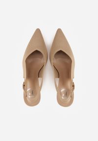 Born2be - Ciemnobeżowe Sandały na Szpilce Ozdobione Plecionką Callaxie. Okazja: na co dzień. Zapięcie: sprzączka. Kolor: beżowy. Materiał: jeans. Wzór: aplikacja. Sezon: lato. Obcas: na szpilce. Styl: wizytowy, casual, klasyczny, elegancki #4