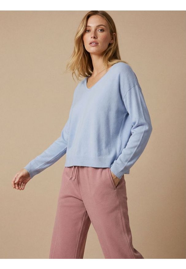 Sinsay - Luźny sweter z wiskozą - niebieski. Kolor: niebieski. Materiał: wiskoza