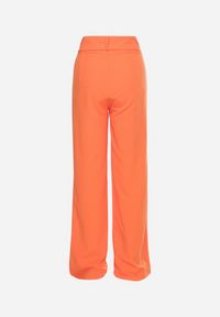 Born2be - Pomarańczowe Eleganckie Szerokie Spodnie z Wysokim Stanem Zapinane na Haczyki i Suwak Efias. Okazja: na co dzień. Stan: podwyższony. Kolor: pomarańczowy. Materiał: jedwab. Styl: elegancki