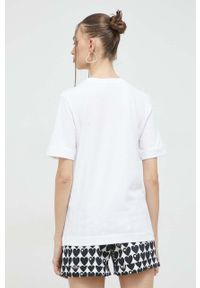 Love Moschino t-shirt bawełniany kolor biały. Okazja: na co dzień. Kolor: biały. Materiał: bawełna. Wzór: nadruk. Styl: casual #3