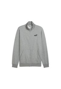 Puma - Męska kurtka dresowa Essentials z logo No. 1 PUMA Medium Gray Heather. Kolor: szary. Materiał: dresówka. Wzór: haft. Sport: bieganie