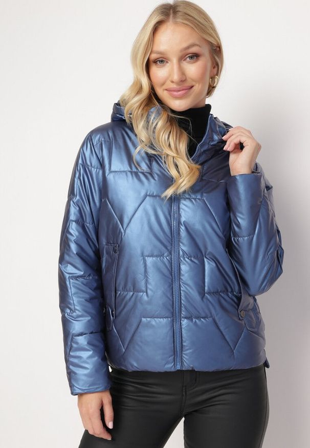 Born2be - Niebieska Kurtka Tenerin. Typ kołnierza: kaptur. Kolor: niebieski. Długość: długie