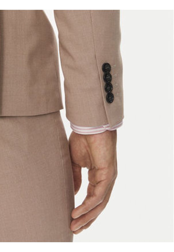 Lindbergh Garnitur 30-61040 Beżowy Slim Fit. Kolor: beżowy. Materiał: syntetyk, wiskoza
