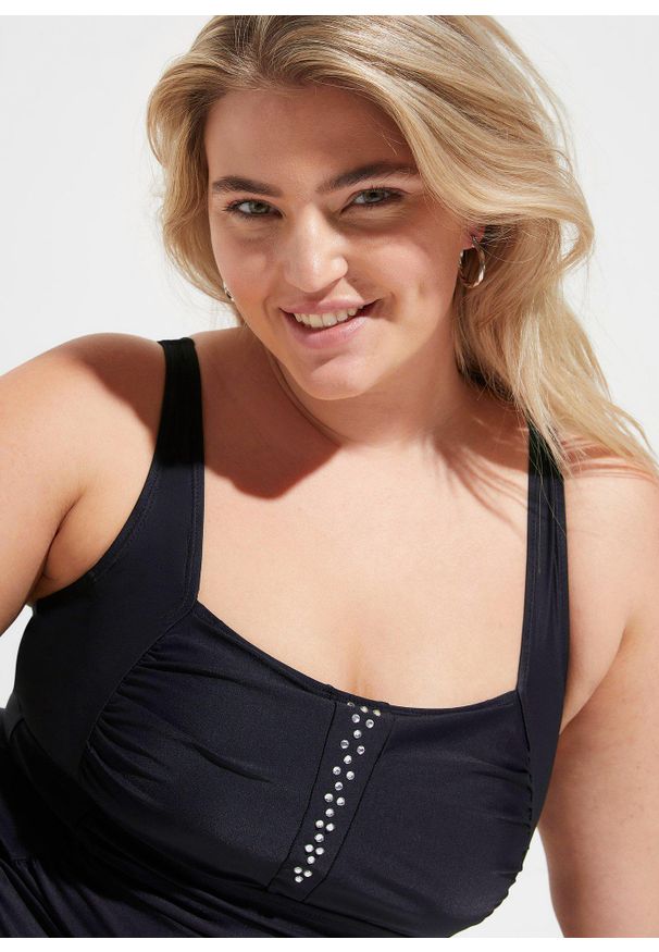 bonprix - Kostium kąpielowy shape, średni stopień modelowania sylwetki. Kolor: czarny. Materiał: materiał