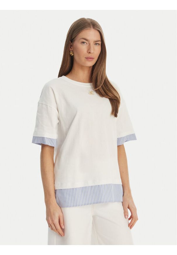 Luisa Spagnoli T-Shirt Baiadera 543155 Biały Regular Fit. Kolor: biały. Materiał: bawełna