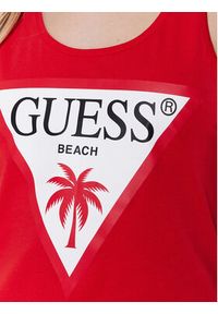 Guess Sukienka plażowa Logo E3GP03 JA914 Bordowy Regular Fit. Okazja: na plażę. Kolor: czerwony. Materiał: bawełna #4