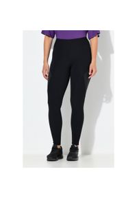ULLA POPKEN - Damskie Legginsy funkcyjne prążkowany dżersej kieszeń na zamek z recyklingu. Kolekcja: plus size. Kolor: czarny. Materiał: poliester, elastan, materiał. Sport: joga i pilates #1