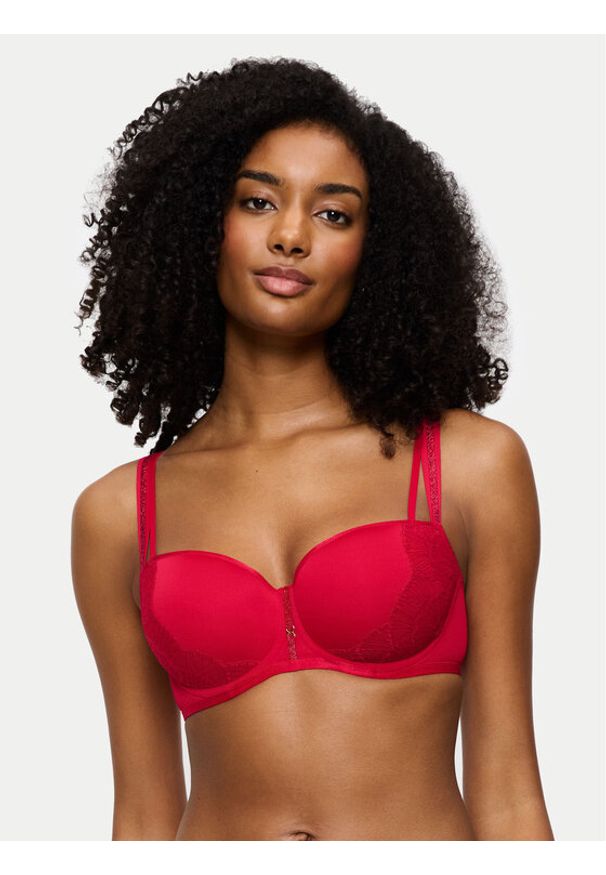 Triumph Biustonosz z fiszbiną Palina Moonlight Kiss 10224803 Czerwony. Kolor: czerwony. Materiał: syntetyk