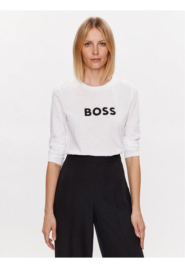 BOSS - Boss Bluzka Logo 50489592 Biały Regular Fit. Kolor: biały. Materiał: bawełna