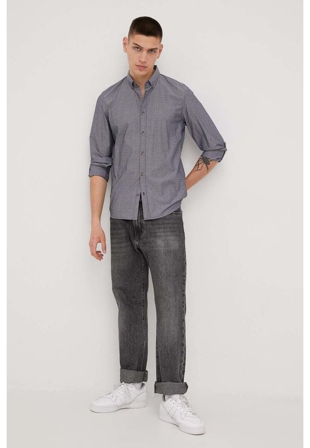 Tom Tailor koszula bawełniana męska kolor szary slim z kołnierzykiem button-down. Typ kołnierza: button down. Kolor: szary. Materiał: bawełna