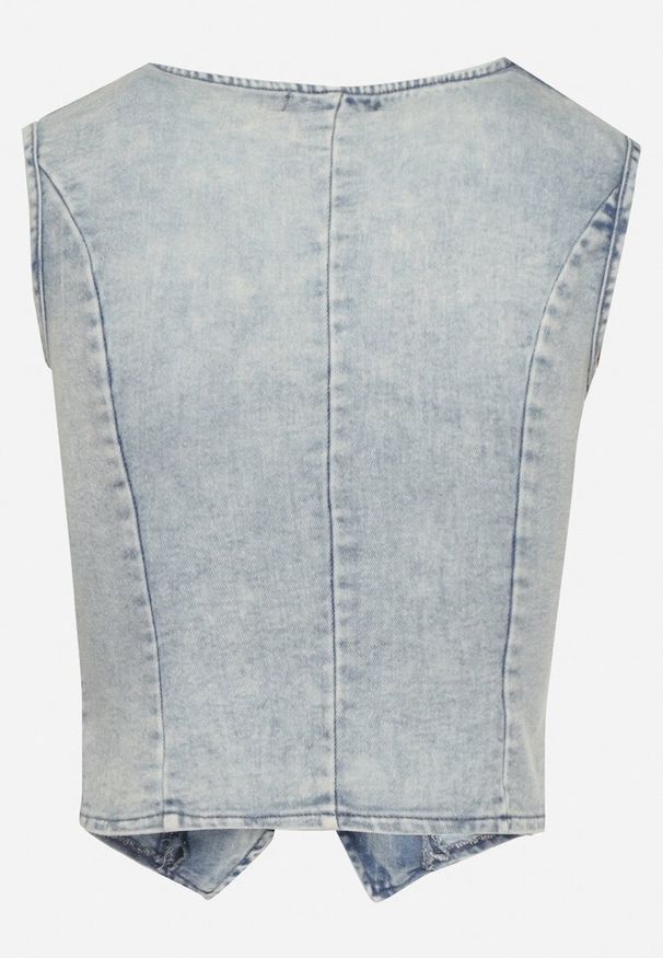 Born2be - Jasnoniebieska Jeansowa Kamizelka z Bawełną i Imitacją Kieszeni Maitera. Okazja: na co dzień. Kolor: niebieski. Materiał: bawełna, jeans. Sezon: lato, wiosna. Styl: elegancki, casual