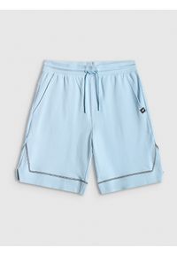 4f - 4F Spodenki dresowe męskie - niebieskie M. Kolor: niebieski. Materiał: dresówka. Długość: krótkie. Wzór: ze splotem. Sport: koszykówka #1