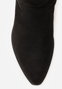Renee - Czarne Kozaki Kowbojki na Stożku z Gładką Cholewką z Imitacji Zamszu Halille. Nosek buta: otwarty. Kolor: czarny. Materiał: zamsz. Szerokość cholewki: normalna. Wzór: gładki. Obcas: na stożku. Wysokość obcasa: średni #2