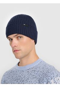4f - 4F Czapka zimowa Thinsulate męska - granatowa L. Kolor: niebieski. Materiał: materiał, syntetyk. Sezon: zima. Styl: klasyczny, elegancki, sportowy #1