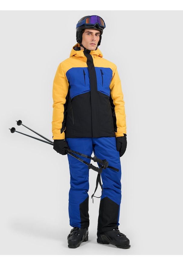 4f - 4F Kurtka narciarska membrana 10000 męska - pomarańczowa L. Kolor: pomarańczowy. Materiał: tkanina, poliester, skóra, materiał. Wzór: gładki. Sezon: zima