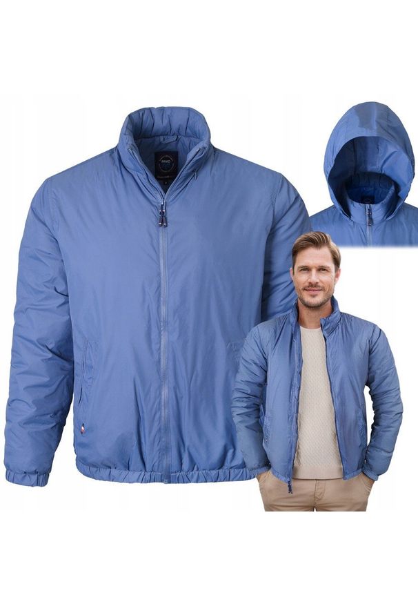 Jesienno-Zimowa Kurtka Męska - Wiatrówka - Pako Jeans - Niebieska. Kolor: niebieski. Materiał: nylon, tkanina. Sezon: zima, jesień