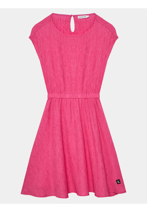 Calvin Klein Jeans Sukienka codzienna IG0IG02484 Różowy Regular Fit. Okazja: na co dzień. Kolor: różowy. Materiał: syntetyk. Typ sukienki: proste. Styl: casual