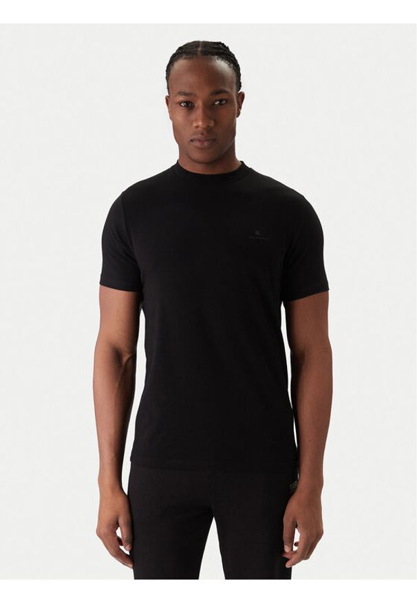 Karl Lagerfeld - KARL LAGERFELD T-Shirt 755054 561221 Czarny Regular Fit. Typ kołnierza: dekolt w karo. Kolor: czarny. Materiał: bawełna