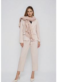 MOODO - Szal z nadrukiem beżowy. Kolor: beżowy. Materiał: poliester. Wzór: nadruk #1