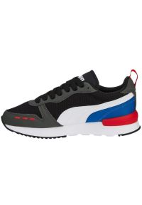 Buty Puma R78 Jr 373616 29 białe czarne niebieskie szare. Okazja: na co dzień. Zapięcie: sznurówki. Kolor: biały, wielokolorowy, szary, niebieski, czarny. Materiał: syntetyk, guma. Szerokość cholewki: normalna #6