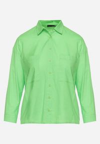 Born2be - Zielona Bawełniana Koszula Klasyczna z Kieszeniami Sasana. Okazja: na co dzień. Kolor: zielony. Materiał: bawełna. Styl: klasyczny #3
