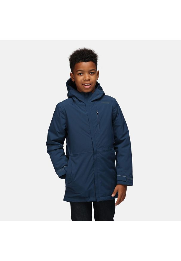 Junior Yewbank Regatta dziecięca turystyczna kurtka z membraną. Kolor: niebieski. Sport: turystyka piesza