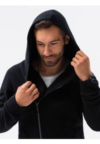 Ombre Clothing - Bluza męska rozpinana z kapturem - czarna PRIMO - XL. Typ kołnierza: kaptur. Kolor: czarny. Materiał: poliester, bawełna. Styl: młodzieżowy #3
