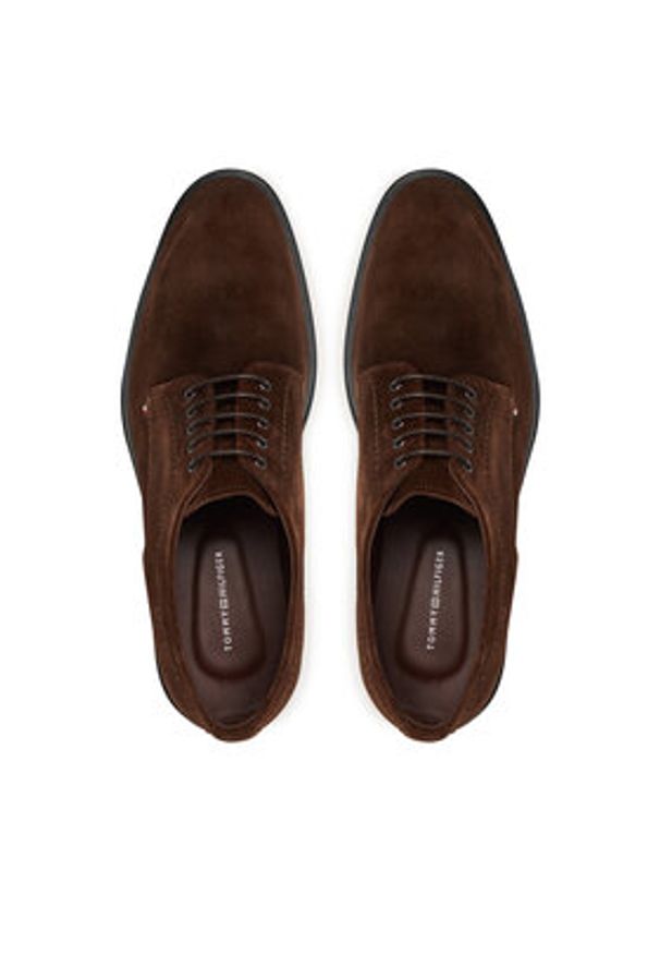 TOMMY HILFIGER - Tommy Hilfiger Półbuty Corporate Derby FM0FM05582 Brązowy. Kolor: brązowy. Materiał: skóra, zamsz