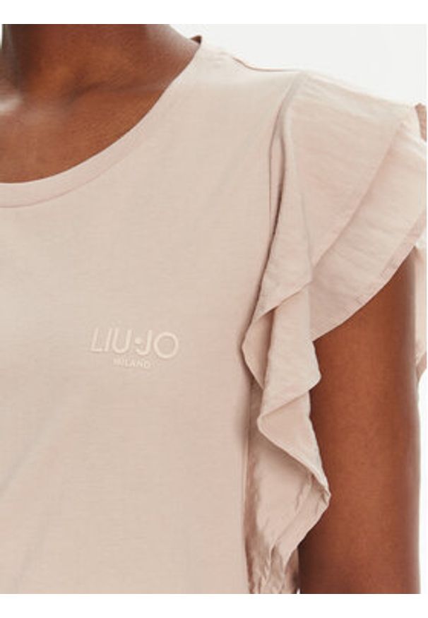 Liu Jo Sport T-Shirt TA5178 J5904 Beżowy Regular Fit. Kolor: beżowy. Materiał: bawełna. Styl: sportowy