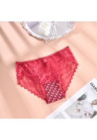 Intica - Figi z koronką klasyczny krój dla codziennej elegancji Erike. Kolor: czerwony. Materiał: koronka. Wzór: koronka