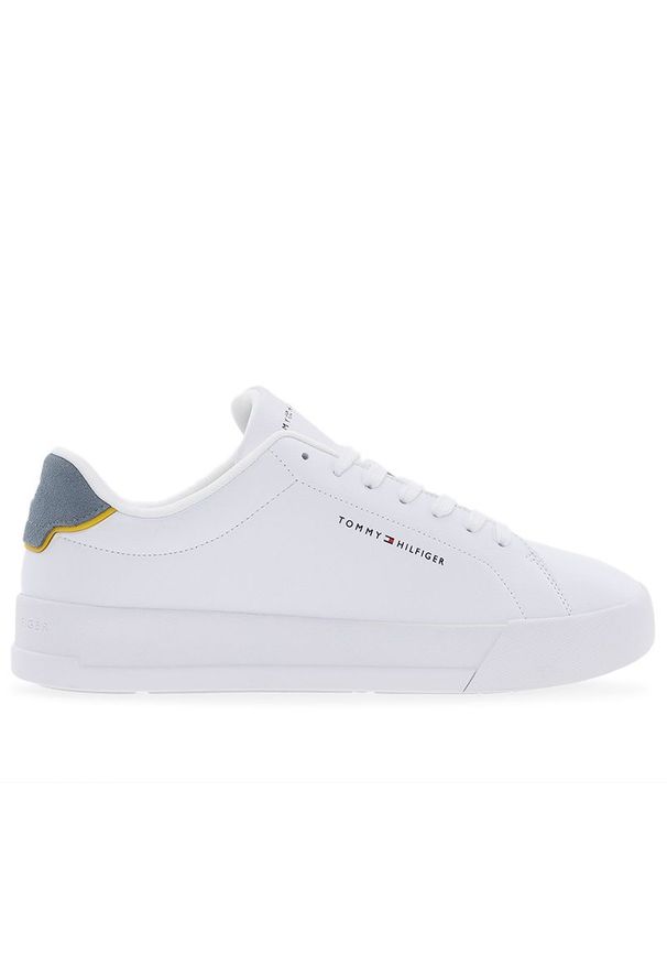 TOMMY HILFIGER - Buty Tommy Hilfiger Court Leather Detail FM0FM05367-PN6 - białe. Okazja: na co dzień. Kolor: biały. Materiał: poliester, skóra, guma. Szerokość cholewki: normalna