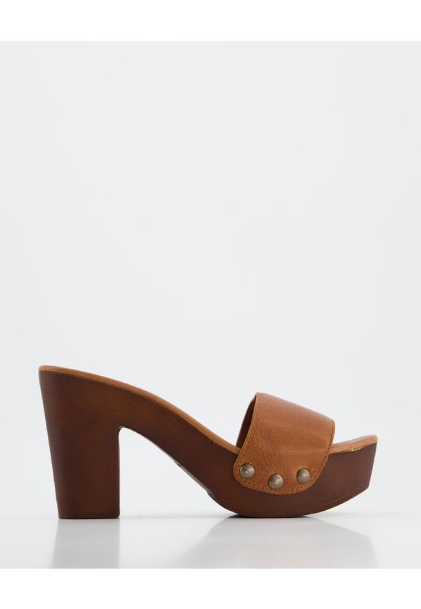 Venezia - KLAPKI NA SŁUPKU OSTRAS1 RO CUOIO. Materiał: skóra, syntetyk. Obcas: na słupku. Wysokość obcasa: średni