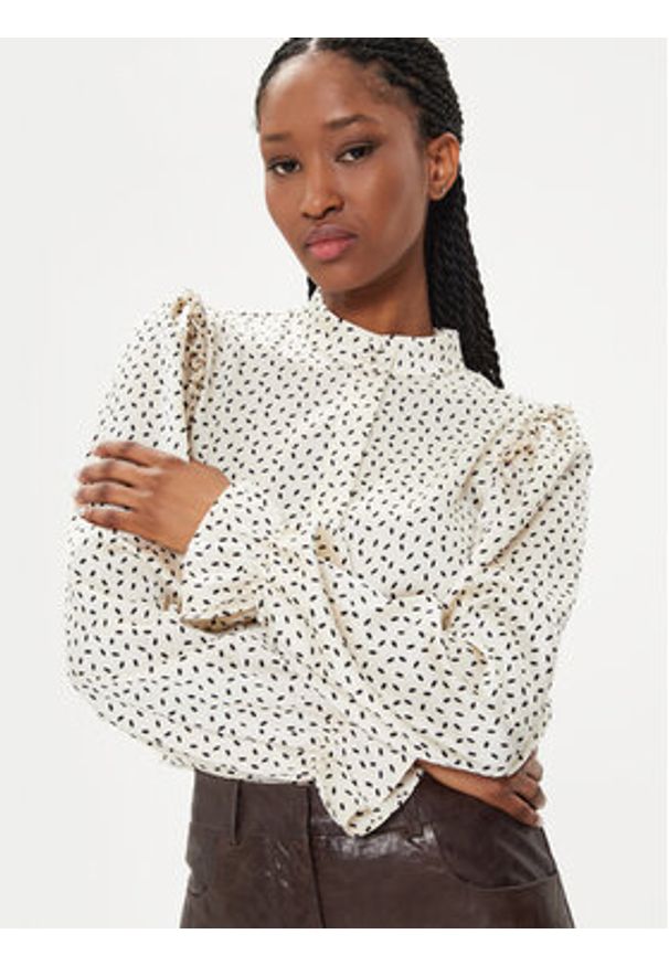 Bruuns Bazaar Bluzka Acacia Fria BBW3195 Écru Regular Fit. Materiał: syntetyk