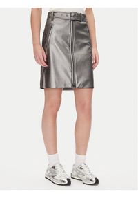 DKNY Spódnica z imitacji skóry P4JN6XIM Srebrny Regular Fit. Kolor: srebrny. Materiał: skóra #1