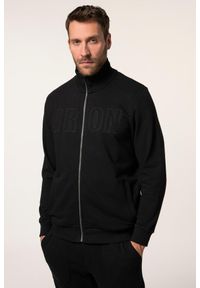 JAY-PI - Męska Bluza dresowa rozpinana fitness Belly Fit naszywki bis do rozm. 7XL. Kolekcja: plus size. Kolor: czarny. Materiał: materiał, poliester, bawełna. Wzór: aplikacja. Sport: fitness