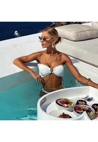 Intica - Bikini bandeau bez ramiączek na plażę Lakeesha. Kolor: biały. Materiał: tkanina, materiał #3